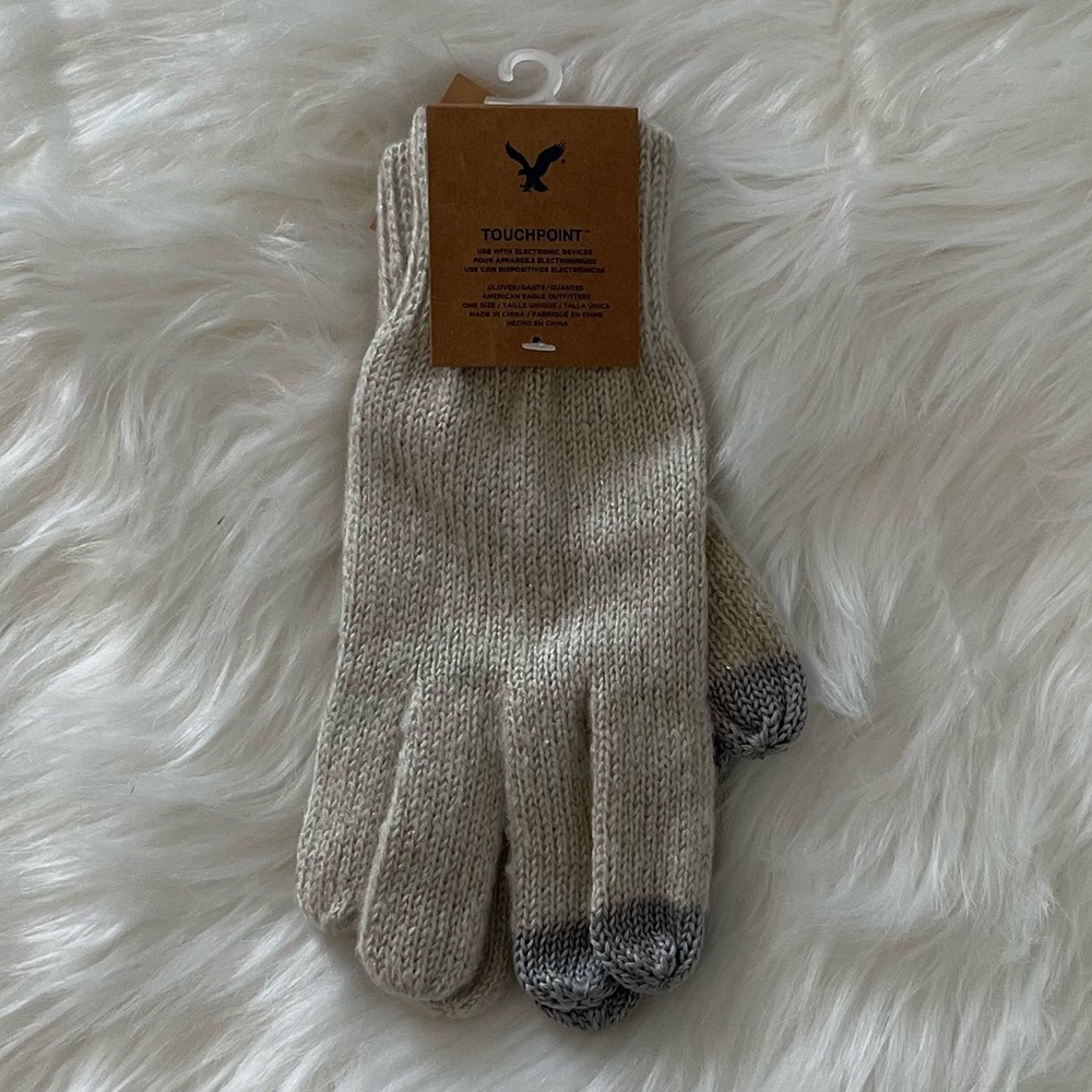 American Eagle Outfitters cream glitter detail gloves